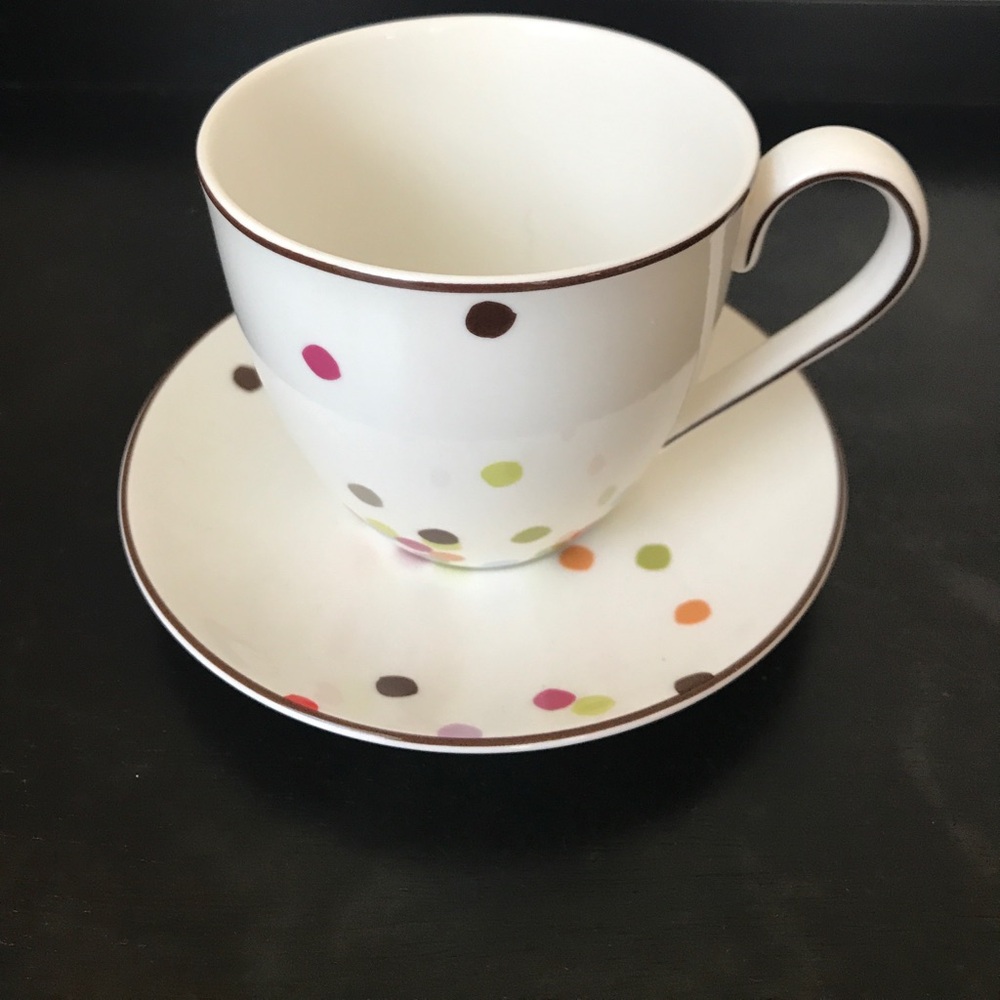 kate spade White Polka Dot Teacup and Saucer
